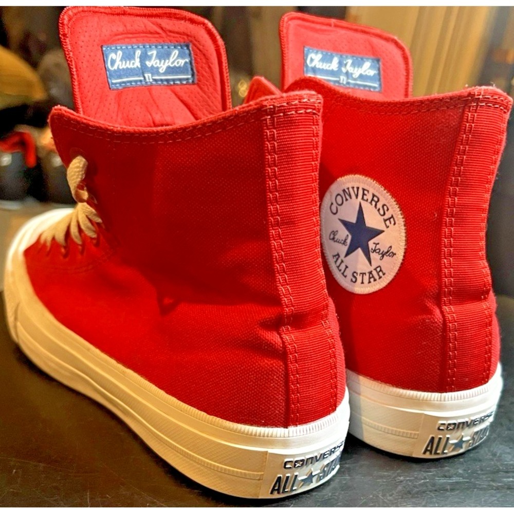 Converse Chuck Taylor All Star II High Sneakers Women's 8.5 Red Canvas Lunarlon